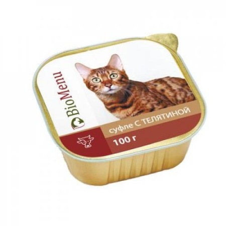 Консервы БиоМеню для кошек суфле телятина 100г