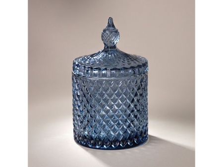 Емкость для хранения Бриллиантово-голубой 10,5х10,5х17см стекло арт.355-310