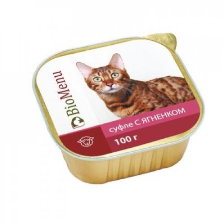 Консервы БиоМеню для кошек суфле ягненок 100г