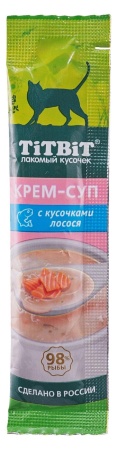 Крем-суп Тит Бит для кошек с кусочками лосося 100г