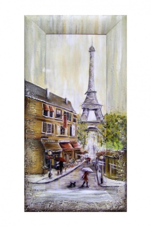 Картина Парижский дворик, Эйфелевая башня 20х50см арт.8Л0311