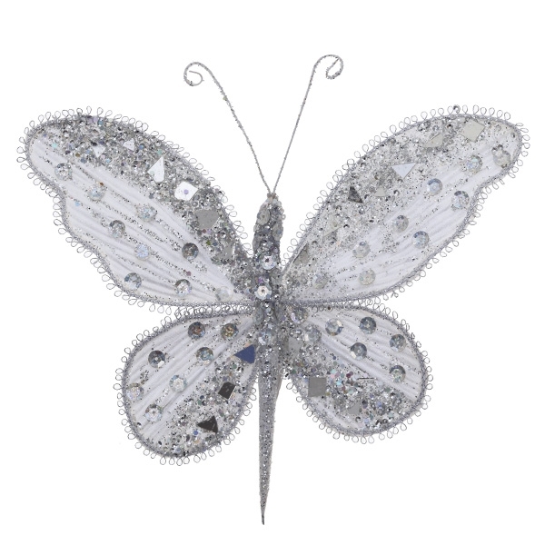 Украшение декоративное Бабочка,серебро, L22H25см по цене 