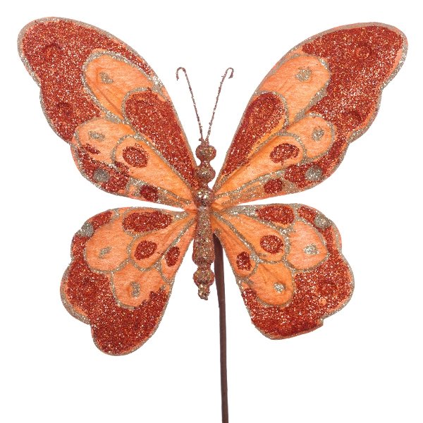 Изделие декоративное Бабочка блестящая, оранжевый 22х3х27см по цене 