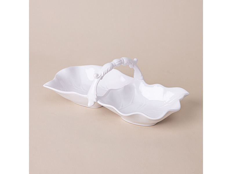 Менажница с ручкой 2 секции 25х13х9,5см, керамика арт.763-094 по цене 