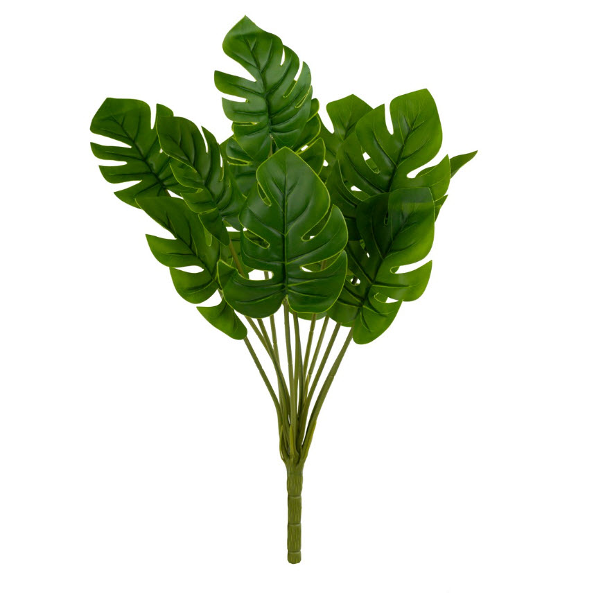 Цветок искусственный Монстера на вставке 42см, зеленый по цене 