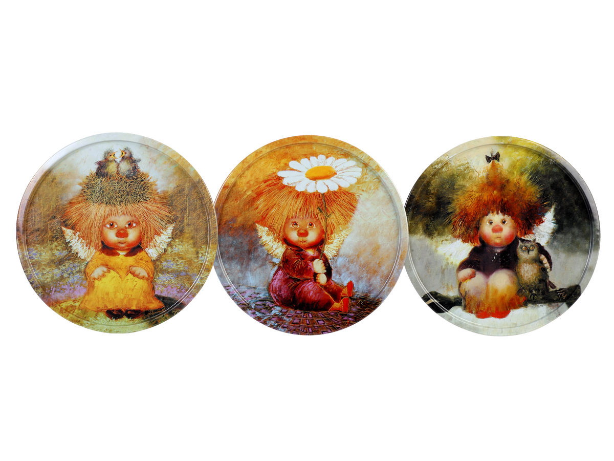 Набор тарелок декоративных Ангел семейного счастья 3шт 20х0,4см, металл арт.TS015 по цене 