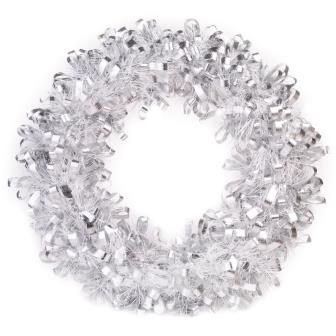 Изделие декоративное венок Серебряный блеск, полиэтилен 28x28x2,5см арт.82346 по цене 