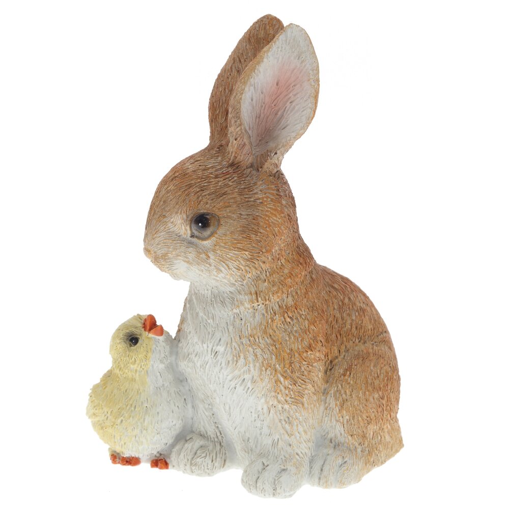 Фигурка декоративная Заяц с цыпленком 9х8х2,5см арт.816054 по цене 