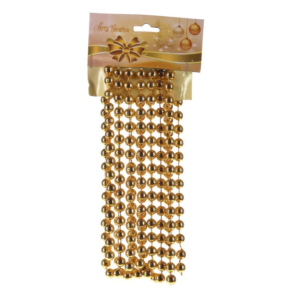 Украшение новогоднее Бусы золотые 1см 270х1х1см полимерные материалы арт.722774 по цене 