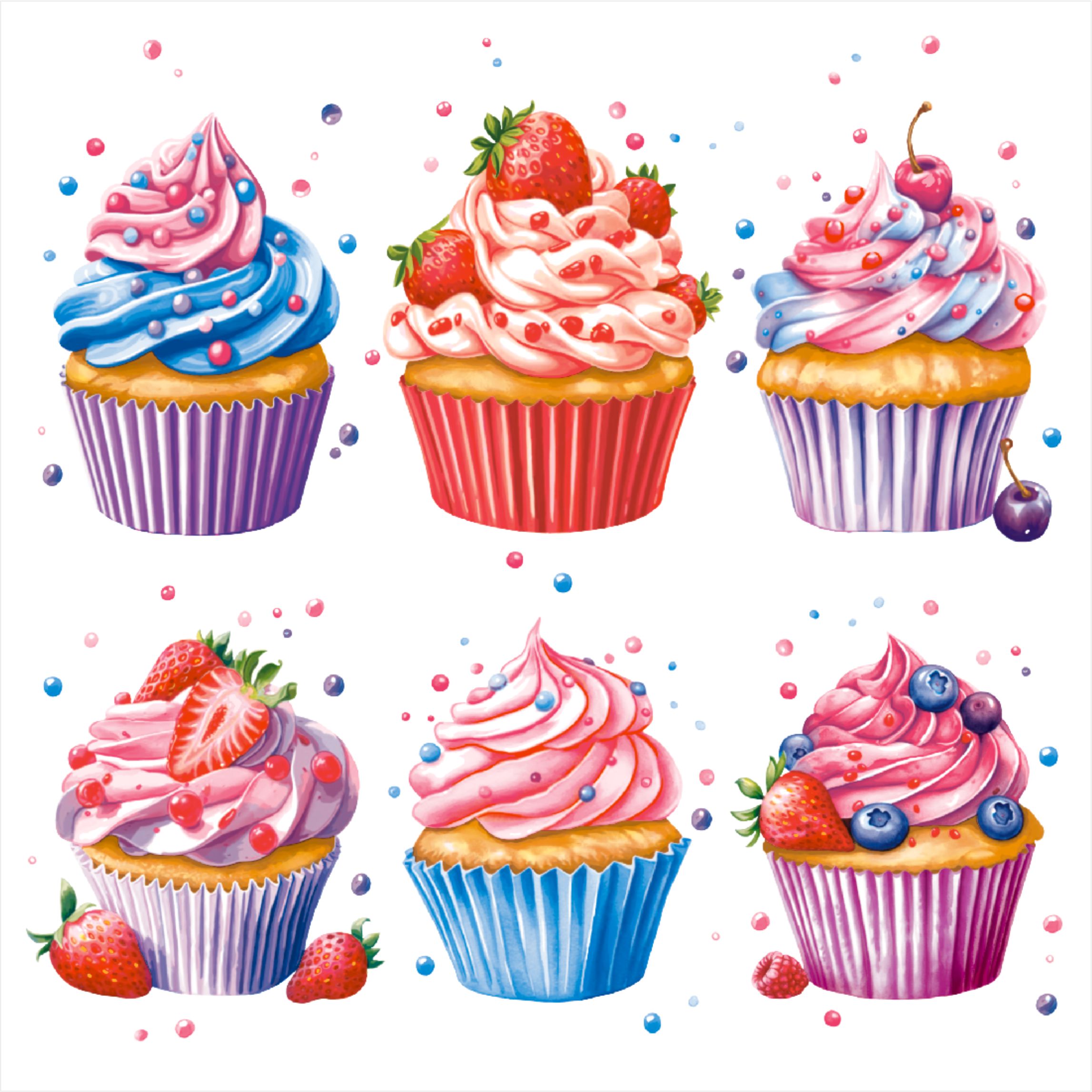 Салфетки бумажные Сладкие пирожные 33х33см 3-х слойные 20л арт.37346 по цене 