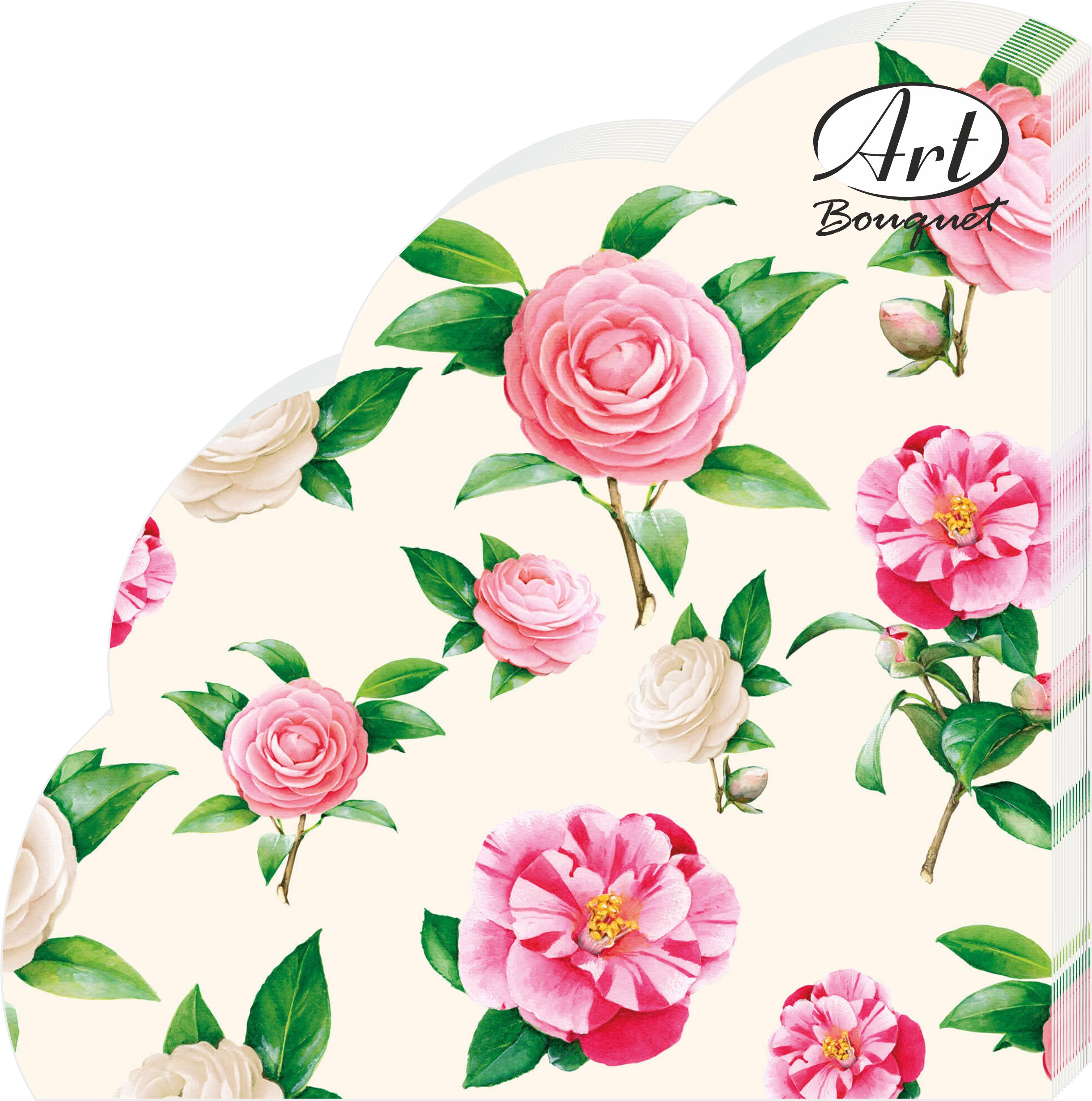 Салфетки бумажные Нежные розы 32см 3-х слойные 12л арт.25287 по цене 