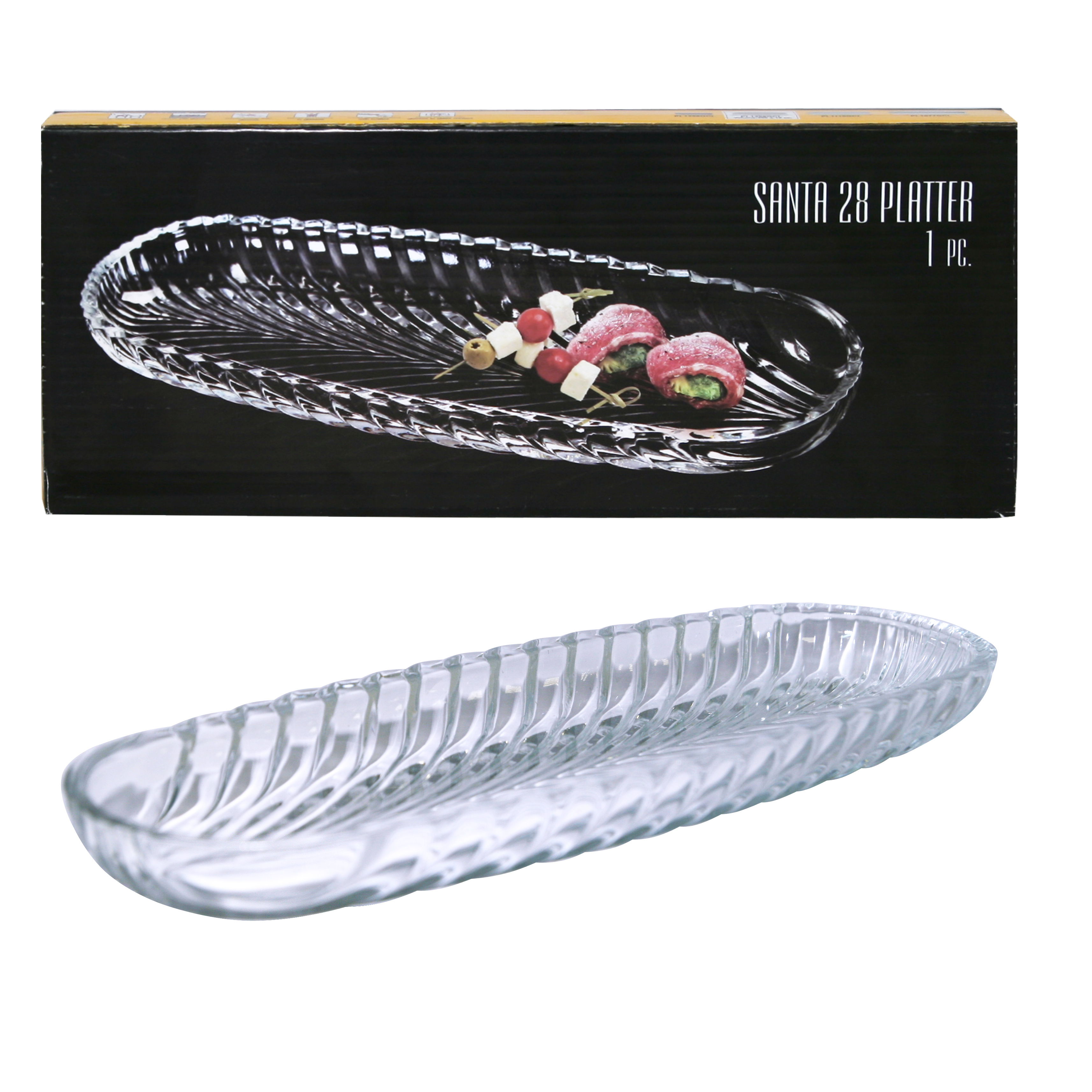 Блюдо овальное Санта 27,5х11х2см, стекло арт.PL1258GCL по цене 