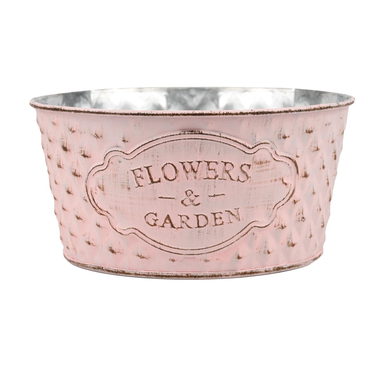 Кашпо 16x8см розовый, металл по цене 