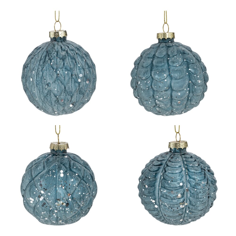 Украшение новогоднее Шар рельефный 8см 8х8х10см стекло арт.793020 по цене 