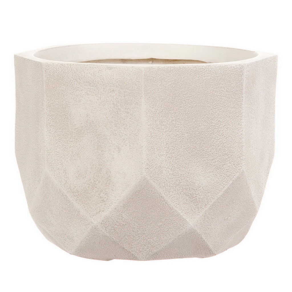 Кашпо Геометри 7л 23х17см слоновая кость, файберстоун арт.DROUND23-AW по цене 