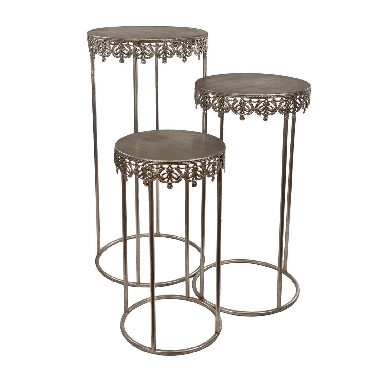 Набор подставок напольных 3шт металл серебряный 31x63,5см по цене 