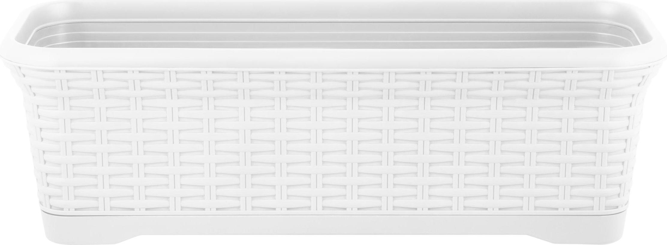 Ящик балконный ИнГрин Ротанг 55см 10л съемный поддон, белоснежный жасмин по цене 