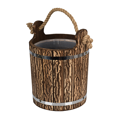 Ведро 9 л, с пластиковой вставкой, искусственно состаренное, липа по цене 