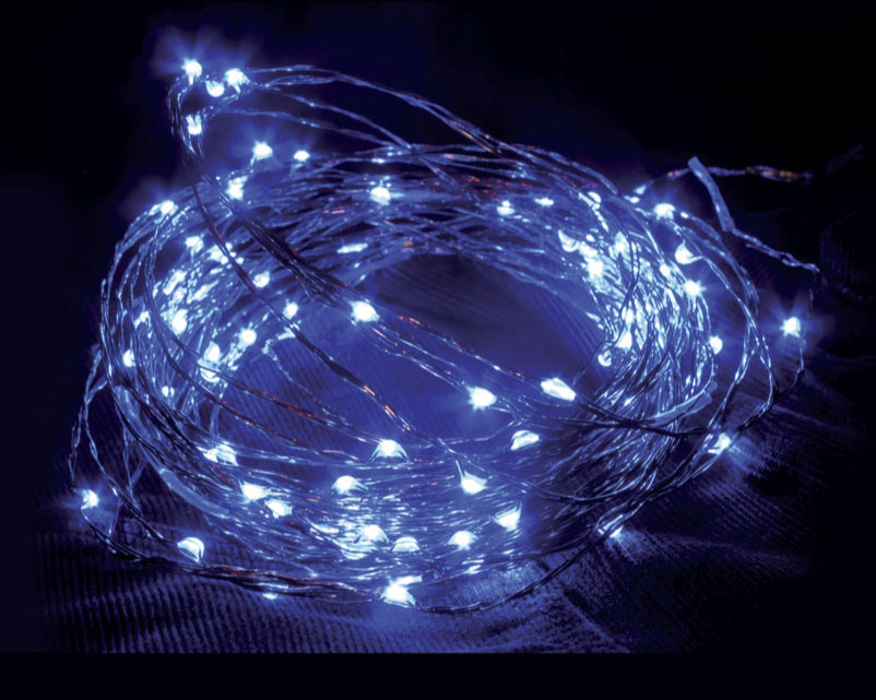 Электрогирлянда Нить внутр. 20 минидиодов 1,9м на батарейках синяя по цене 