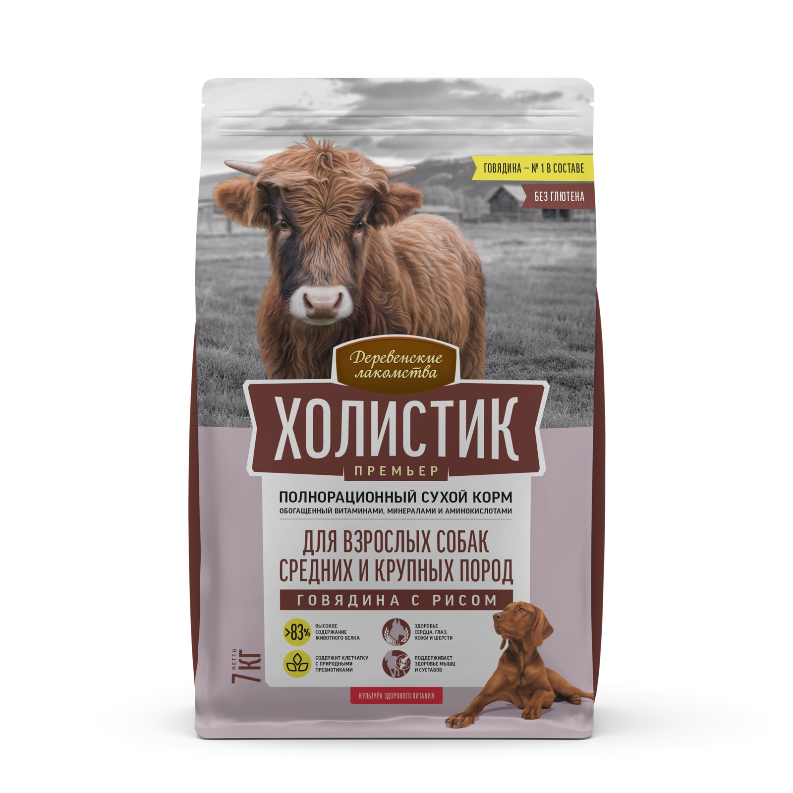 Деревенские лакомства для собак говядина с рисом 7кг Холистик по цене 