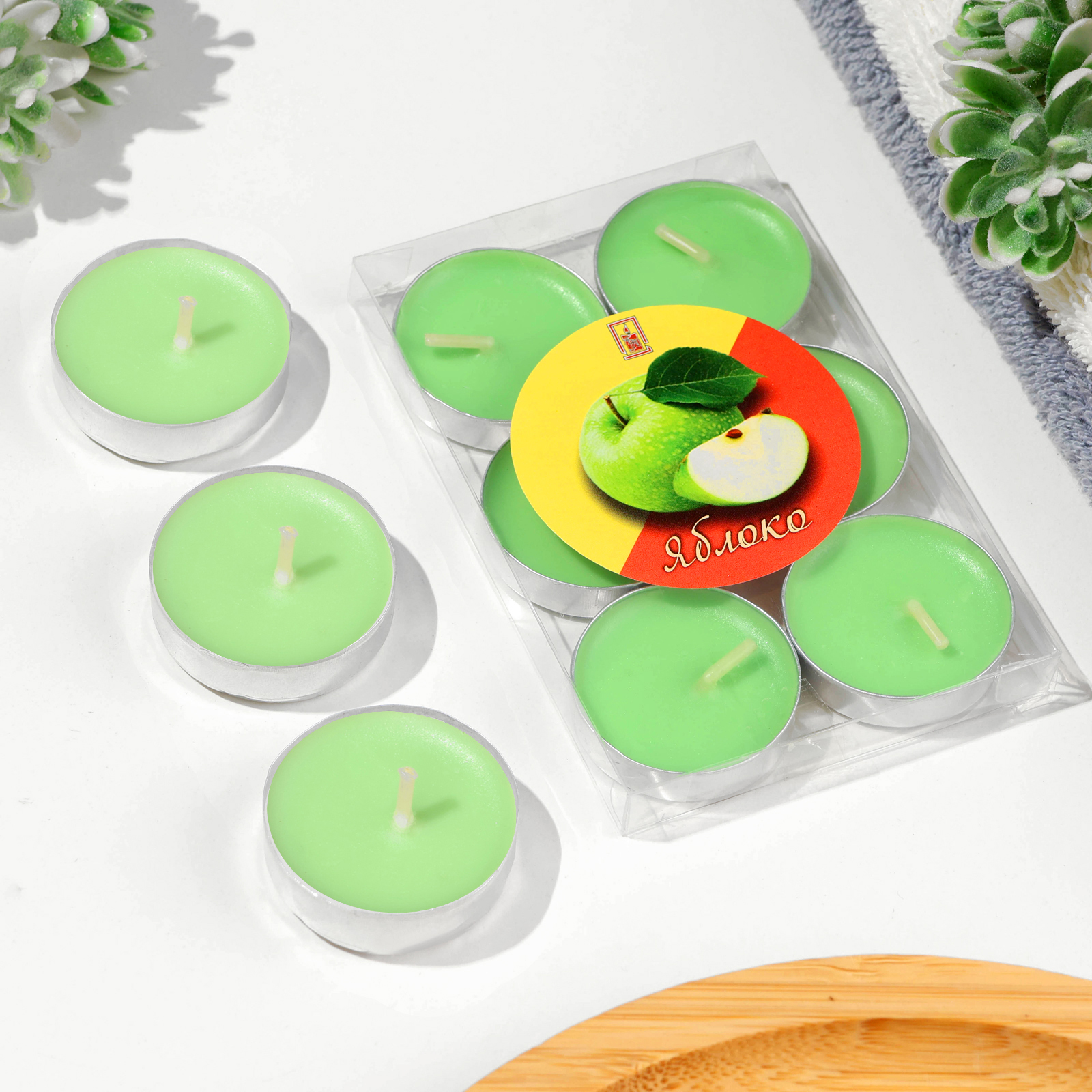 Свечи чайные ароматические Яблоко 6шт арт. 474809 по цене 