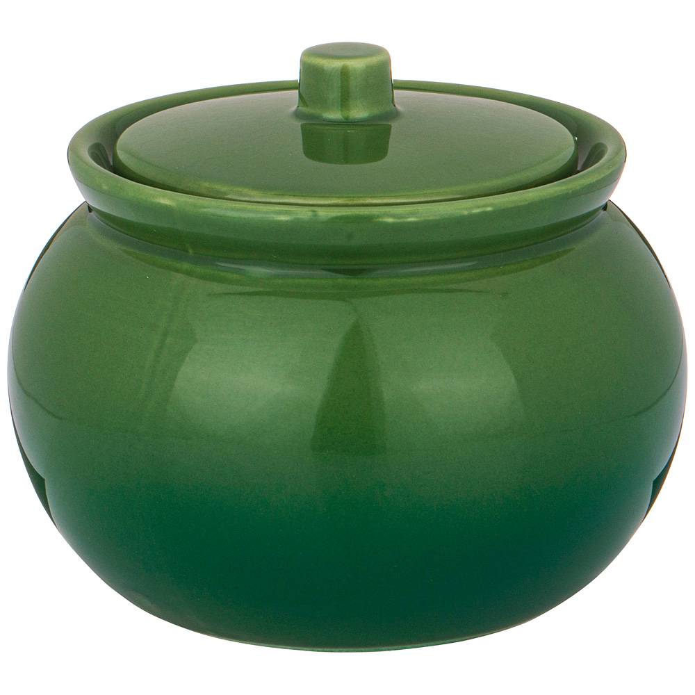 Блюдо для запекания с крышкой Агнесс керамика зеленый 800мл 14х14х11см по цене 