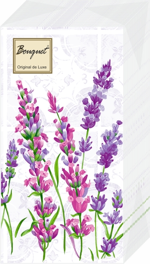 Салфетки бумажные Скатерть с лавандой 33х33см 2-х слойные 20л арт.25558 по цене 