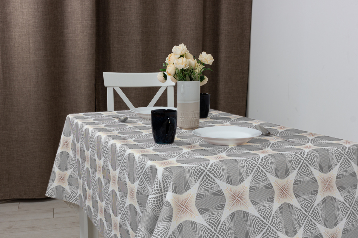 Клеенка Эстелла Калейдоскоп серая 140см 70% полиэстер 30% хлопок арт.12613 по цене 