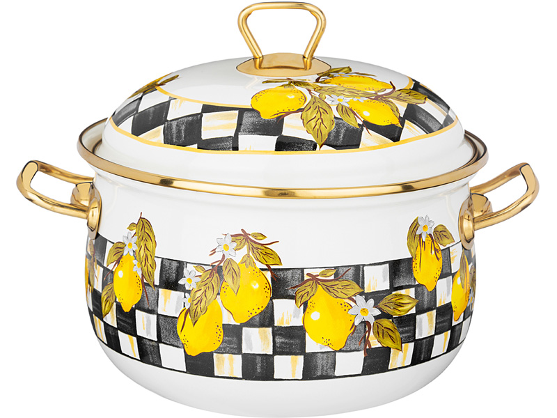 Кастрюля Агнесс с крышкой эмаль лимон 20см индукция 3,8л арт.950-553 по цене 