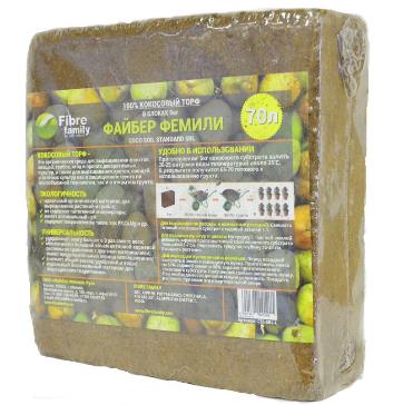 Торф ФАЙБЕР ФЭМИЛИ кокосовый 70л блок 5кг по цене 