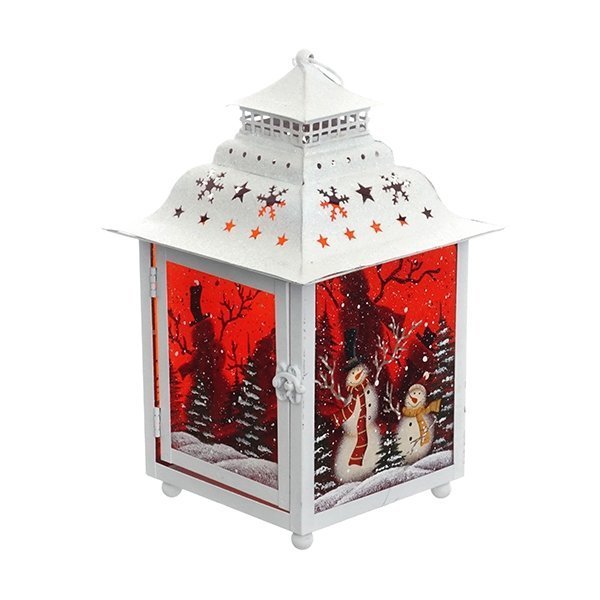 Подсвечник Фонарик белый 18х18х29см металл, стекло арт.718739 по цене 