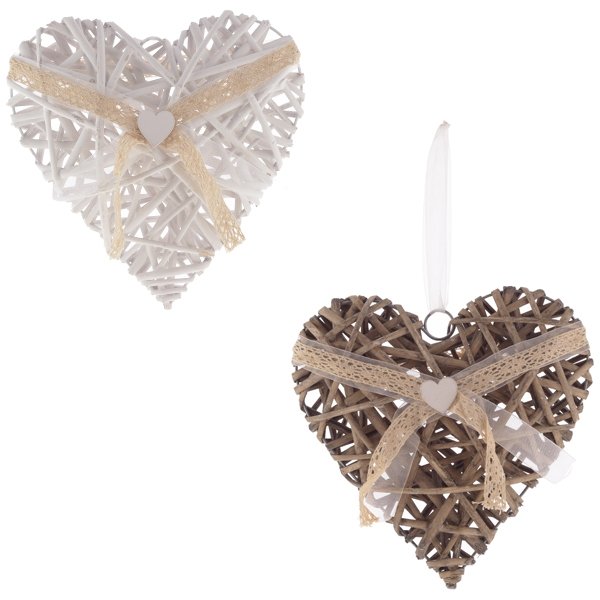 Изделие декоративное Сердце плетеное с лентой 25х5х25см дерево арт.401857 по цене 