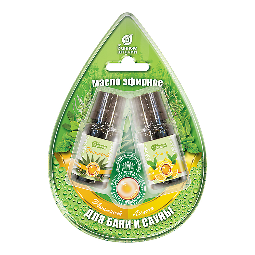 Набор эфирных масел эвкалипт и лимон 2 масла по 10мл в блистере в форме капля по цене 