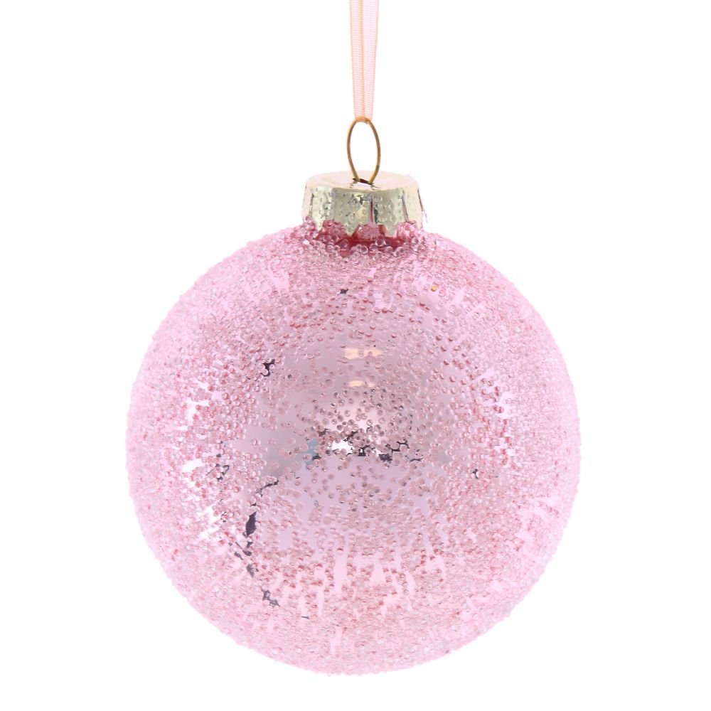 Украшение новогоднее Шар Гламур, розовый 8см по цене 