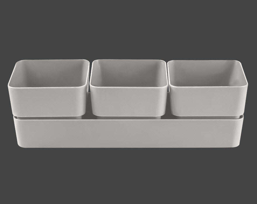 Кашпо Фиори Трио 0,45л 3шт серый жемчуг, пластик арт. КШ-0524 по цене 