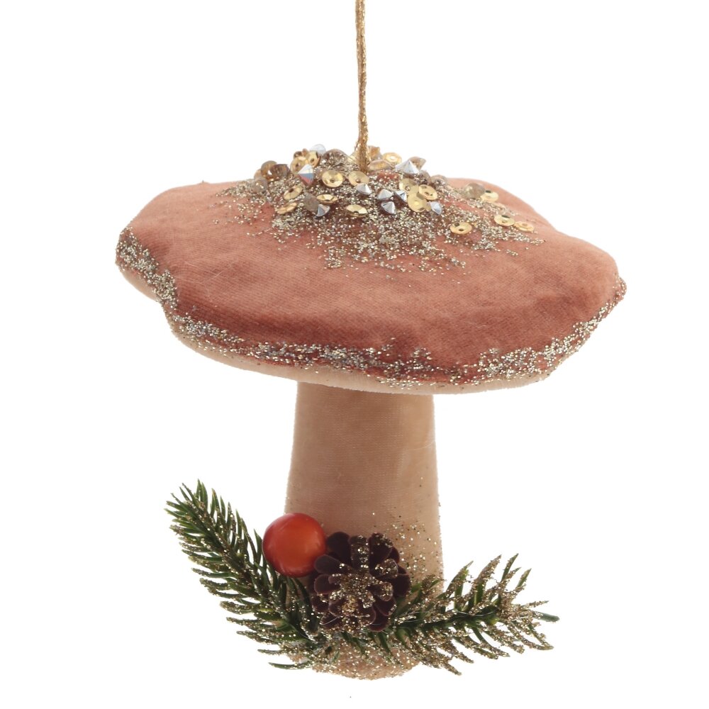 Изделие декоративное подвесное Гриб с шишкой и ветками 10х10х11см арт.791027 по цене 