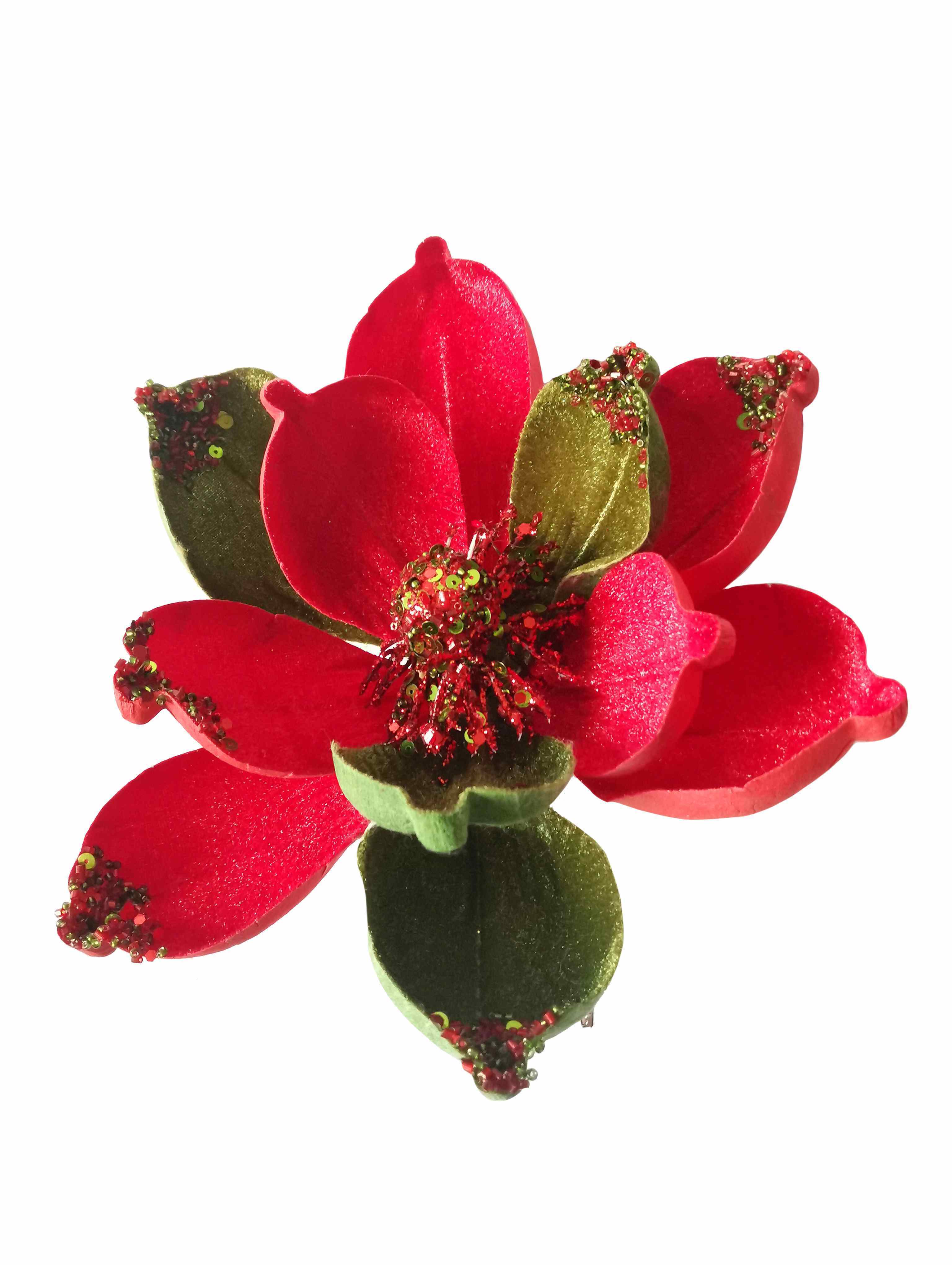 Украшение елочное Цветок на клипсе 26х26х19см арт.92881 по цене 