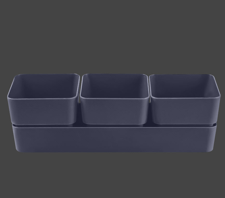 Кашпо Фиори Трио 0,45л 3шт антрацит, пластик арт.КШ-0525 по цене 