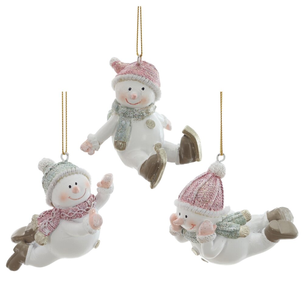 Фигурка подвесная Снеговик 6х6,5х6,5см 3в. арт.822980 по цене 