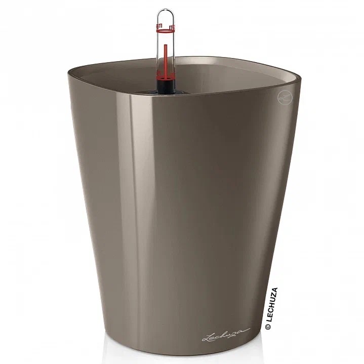 Кашпо с автополивом Лечуза Дельтини 1,2л 14х18см серо-коричневый, пластик арт.14904 по цене 