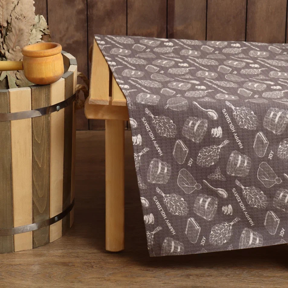 Простыня для бани Новогодняя баня 150х180см, хлопок арт.10548975 по цене 