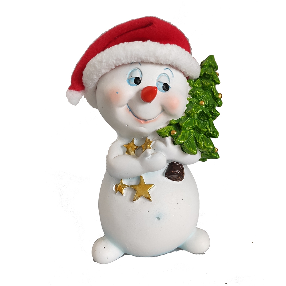 Фигура декоративная Cнеговик с елочкой 6х8х11см полистоун арт.716335/W099 по цене 