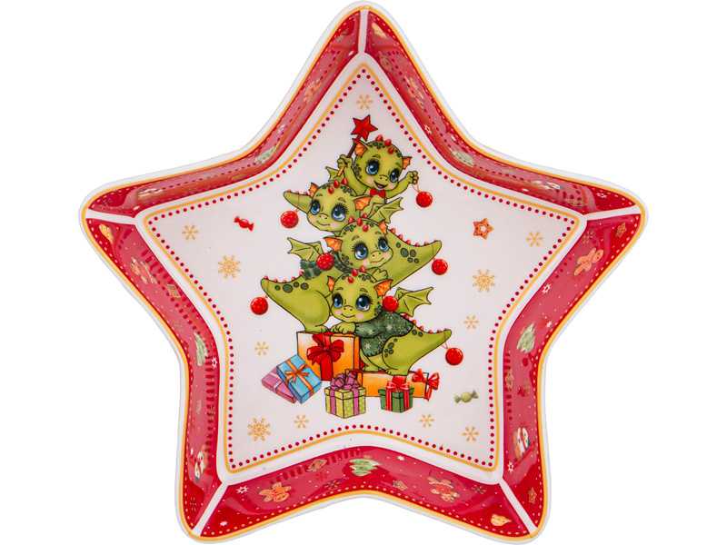 Блюдо Лефард с Новым Годом звезда 17,5х17,5х3,5см фарфор арт.85-1968 по цене 