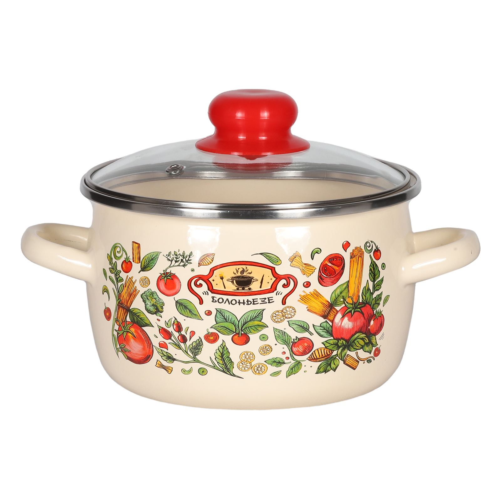 Кастрюля эмал сфер Болоньезе 2л ТМ Аппетит, сталь+эмаль арт.1RC161S по цене 
