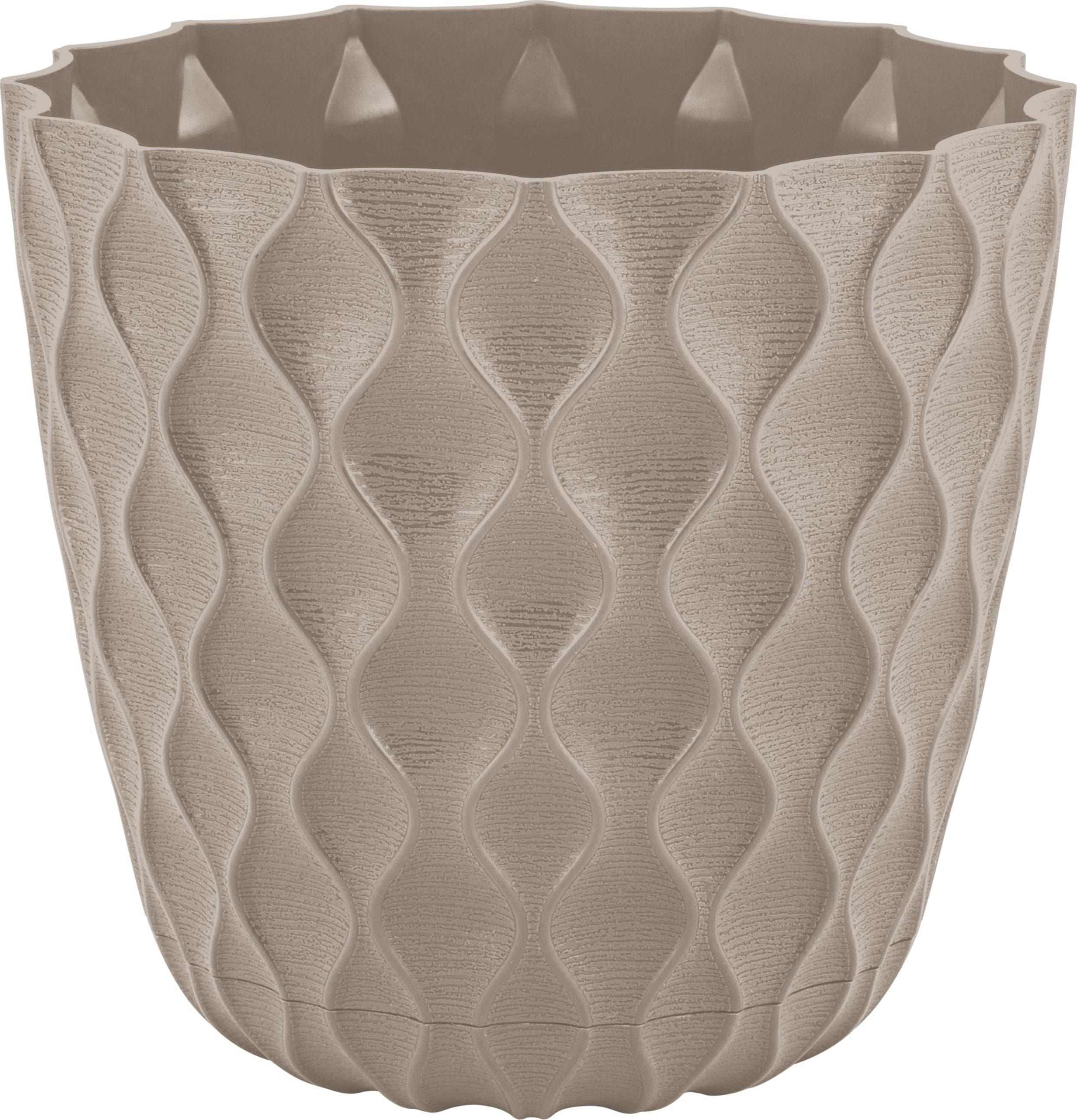 Горшок ИнГрин Волна с дренажной сеткой и поддоном 2,5л 17,5см, французский платан по цене 