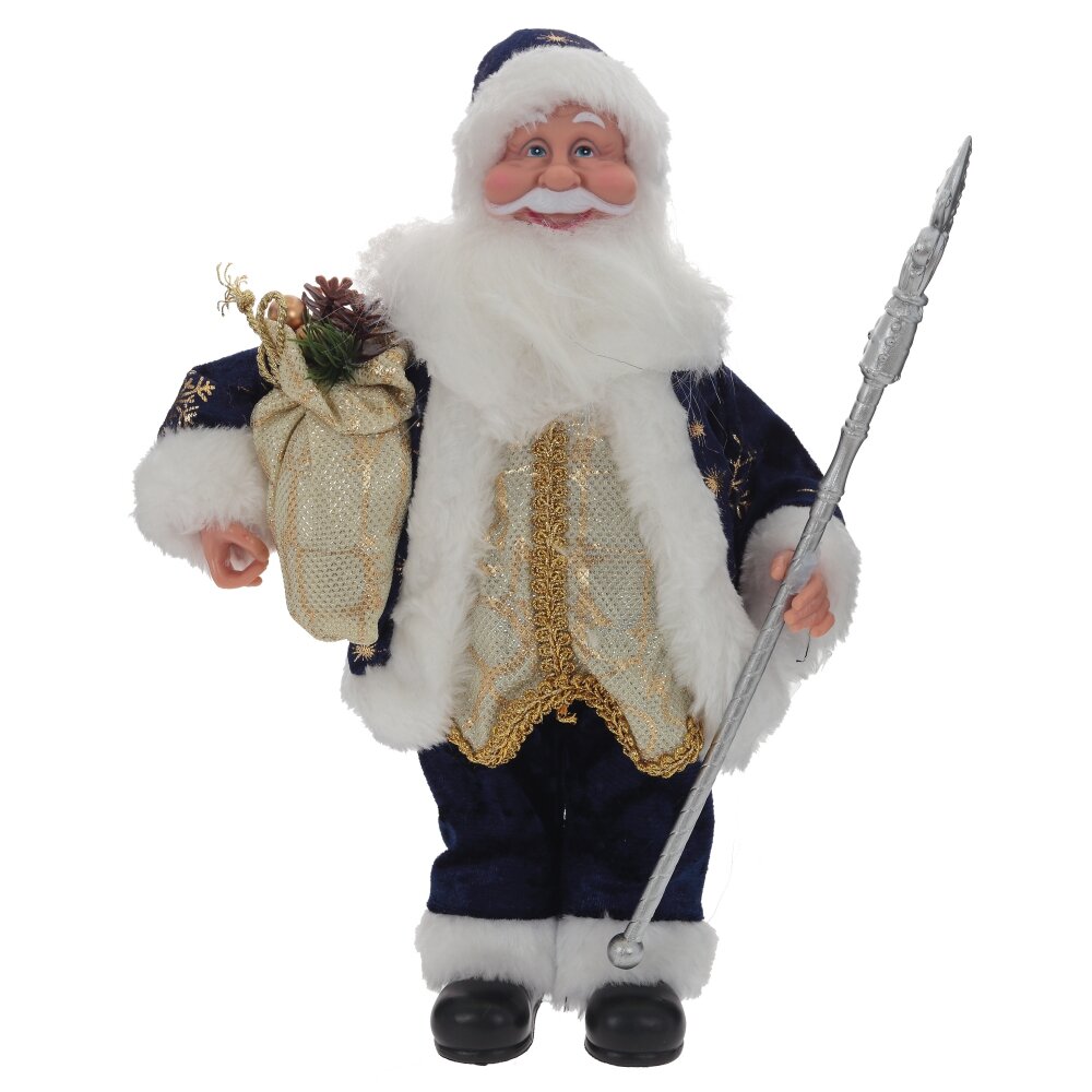 Дед Морозв синей шубе с посохом и мешком 20х10х30 арт.795402 по цене 