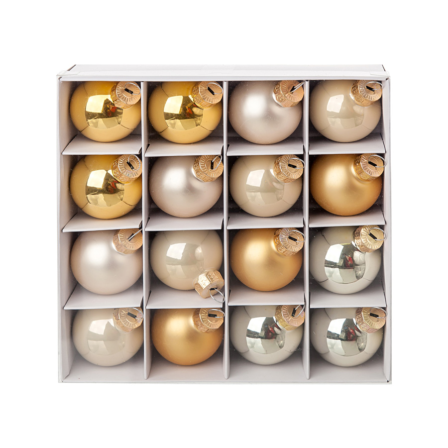 Набор шаров 16шт стекло золотой 4см по цене 