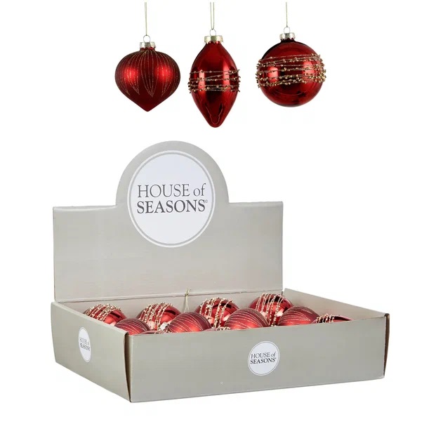 Украшение новогоднее Шар Красный в асс, арт.84007 8см, 3в. по цене 