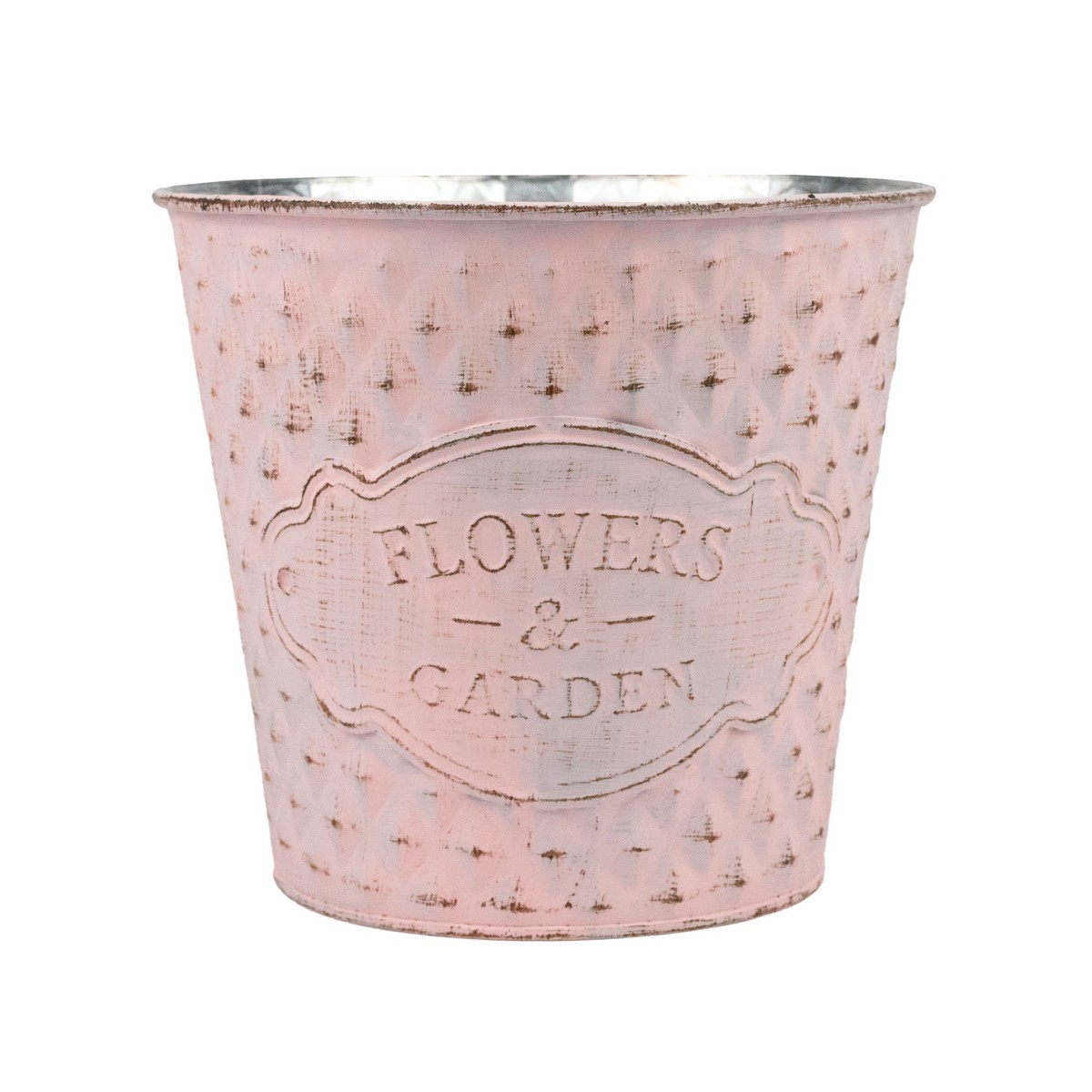 Кашпо 15x14см розовый , металл по цене 
