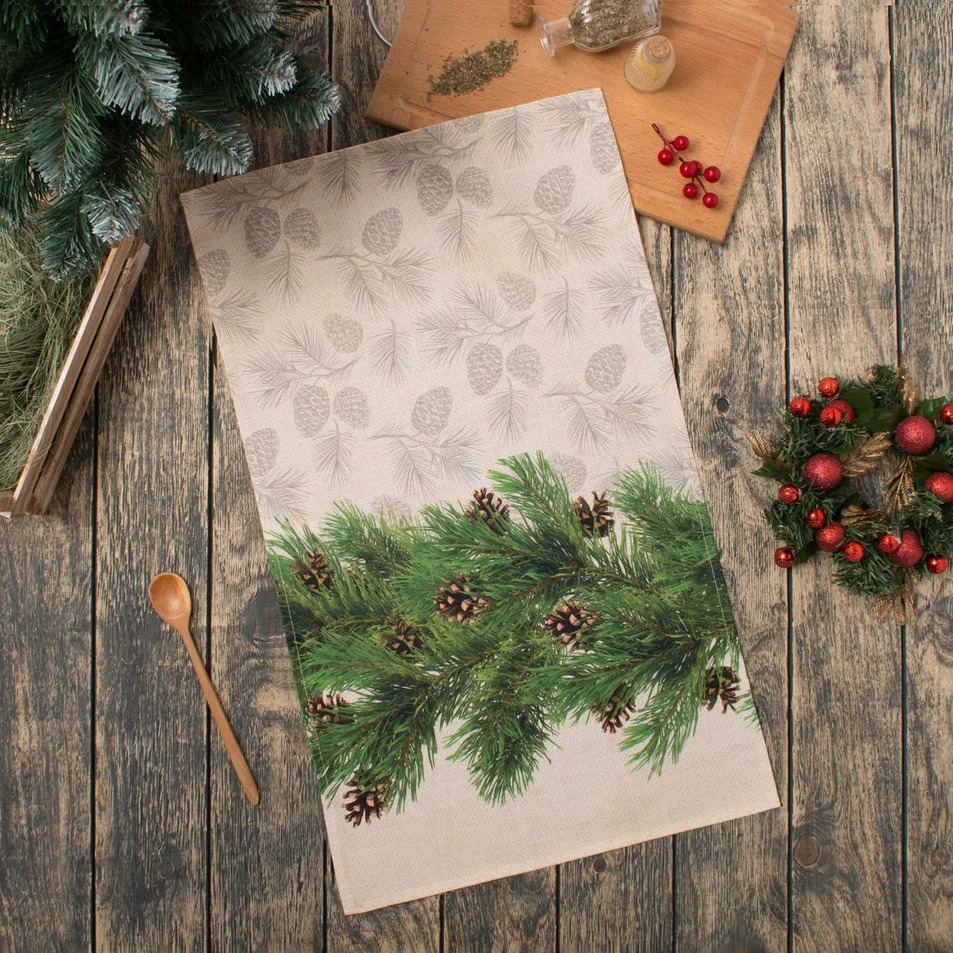 Полотенце Этель Еловые ветви 40х67см, хлопок арт.3629004 по цене 